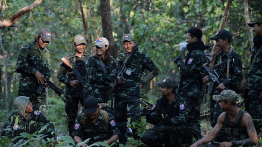 Guerrilla fighters, trained, equipped and financed by Western intelligence to overthrow military rule in Myanmar (File photo)