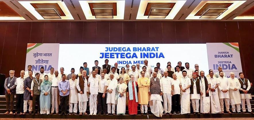 Mumbai: Opposition's Indian National Developmental Inclusive Alliance (INDIA) leaders pose for a group photograph ahead of their meeting, in Mumbai, Friday, Sept. 1, 2023. (PTI Photo)(