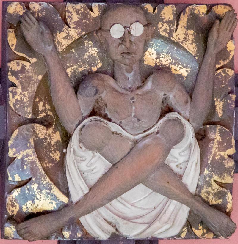 Emblem of Gandhi on the Ceiling of St. Mary's Church, Oxford (Image from Oxford and Empire Network)