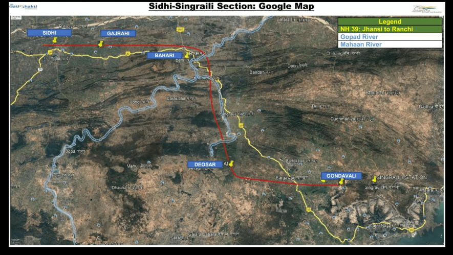 The revised map of the 76-km Sidhi Singrauli rail project. [Photo - Railway]
