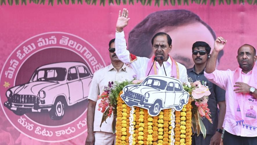 Telangana Chief Minister and BRS chief K Chandrasekhar Rao addresses a public meeting ahead of the the state Assembly elections, in Bodhan, Wednesday, Nov. 15, 2023.