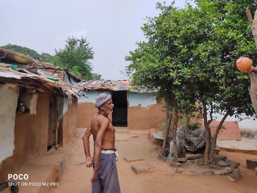 Baldev Ram, a landless labourer from Bangla Para village, at his house.
