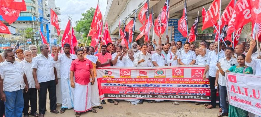 Protesters in Tirunelveli, Tamil Nadu. Image credit: CITU, Tamil Nadu.