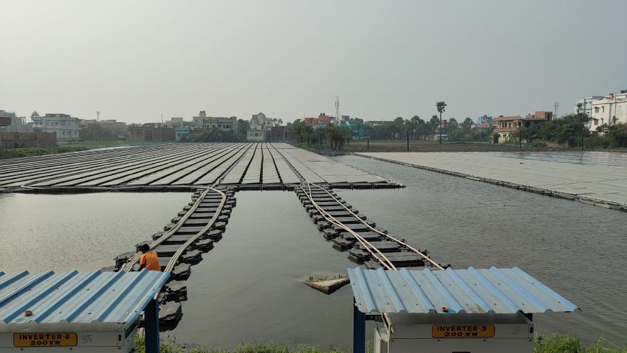 The floating solar power unit in Darbhanga, Bihar.