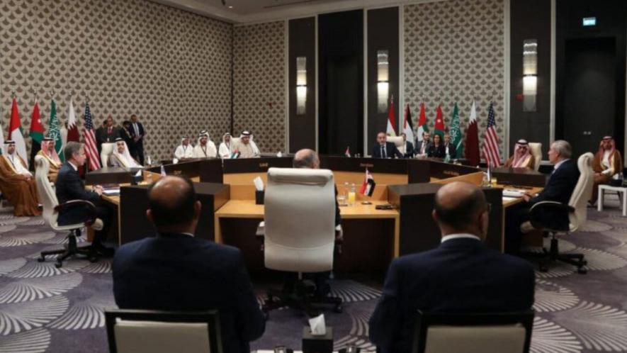 A joint meeting of the US and five Arab foreign ministers took place in Amman on November 4, 2023 to discuss the Palestine question