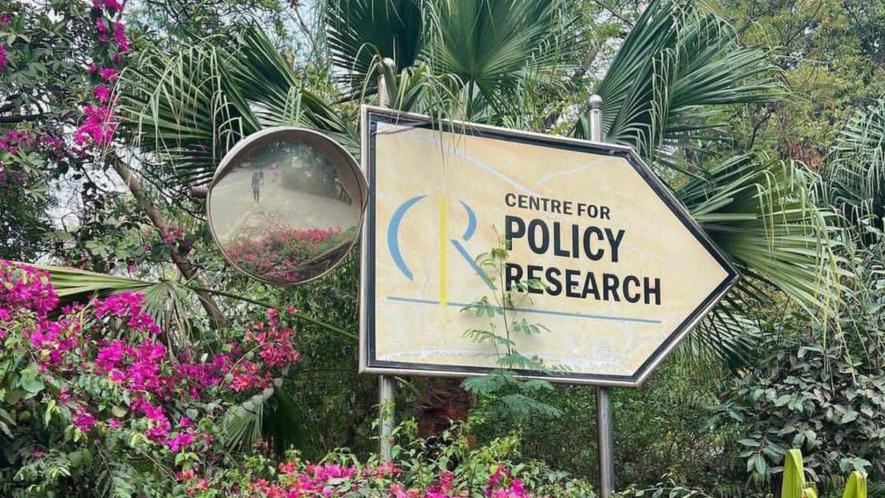 A signboard showing the path to the Centre for Policy Research's office in Delhi.