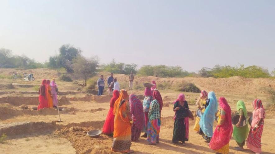 MGNREGA workers working in Ramdevra (Photo - Rajender Soni)