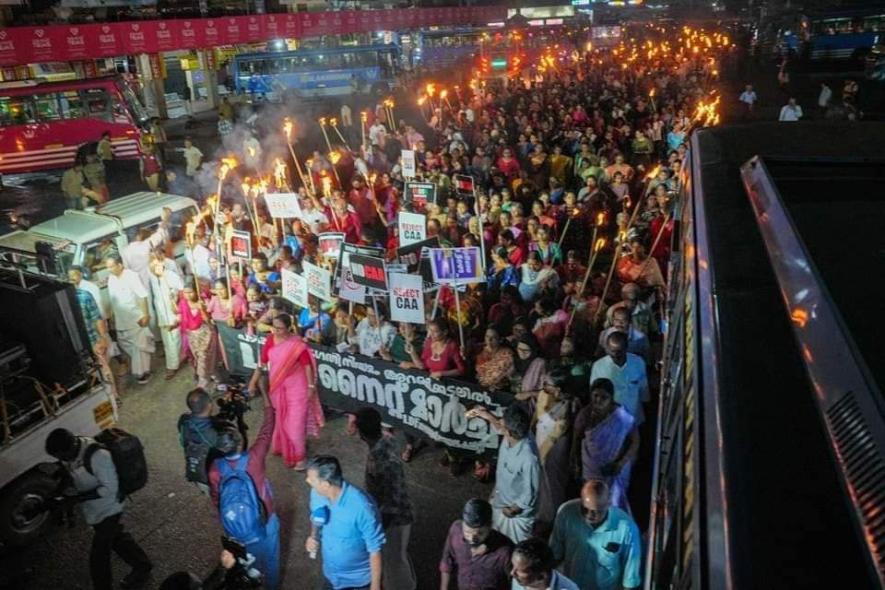 K K Shailaja, central committee member of the CPI(M) and the LDF candidate from Vadakara lok sabha constituency led a protest against the notification of CAA.