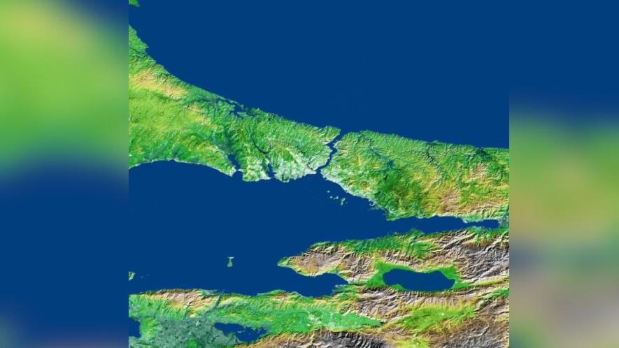 Shaded Relief and Radar Image of the narrow Bosporous Strait connecting Istanbul with the vast expanse of the Black Sea. Source: United States National Aeronautics and Space Administration
