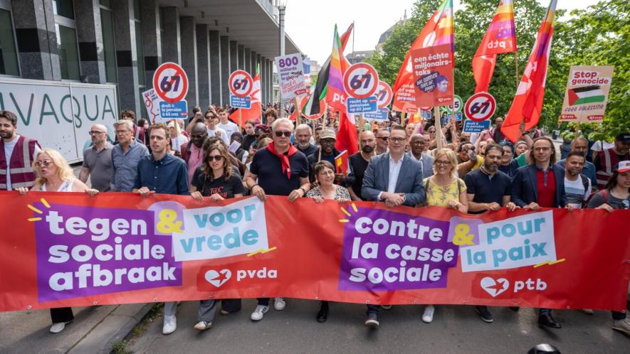 Protest in Brussels, April 27, 2025. Source: Peter Mertens/X