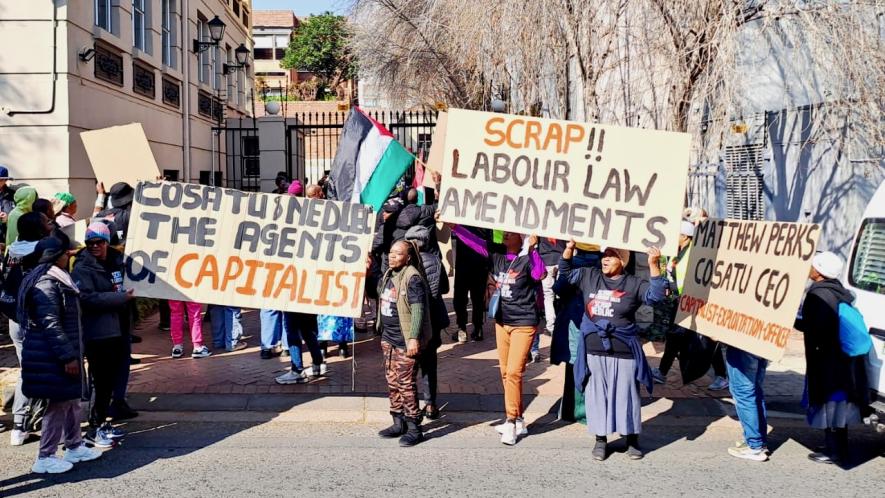 Demonstration outside the National Economic Development and Labour Council (NEDLAC) July 22. Photo: GIWUSA