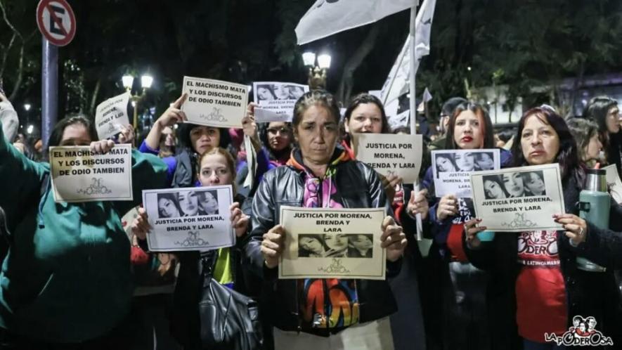 Mass protests against the femicide of two young women and one girl in the province of Buenos Aires. Photo: La Garganta Poderosa
