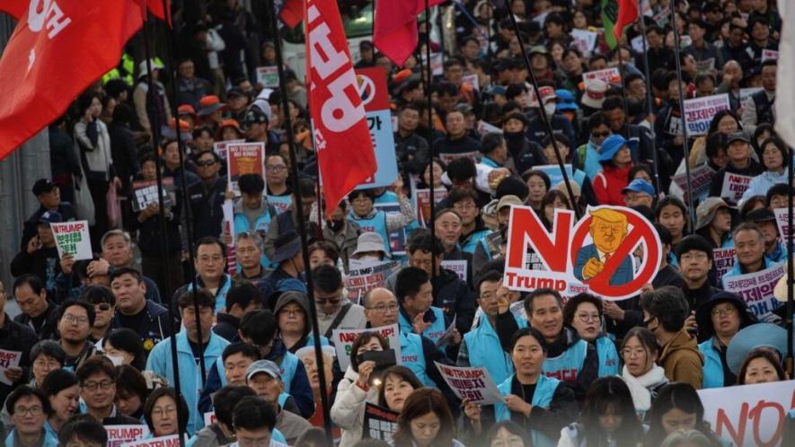 National rally condemning Trump for forced investment in the US and threatening security. Photo: IPRAAPEC