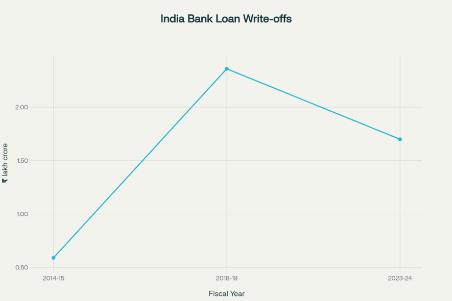 Indian Bank Loan Write-Offs (₹ Lakh Crore) 2014-2024