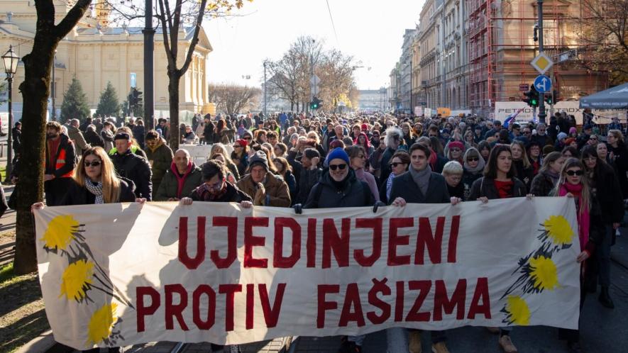 Antifascist demonstration in Zagreb, November 30, 2025. Source: United Against Fascism/Bojan Mrđenović