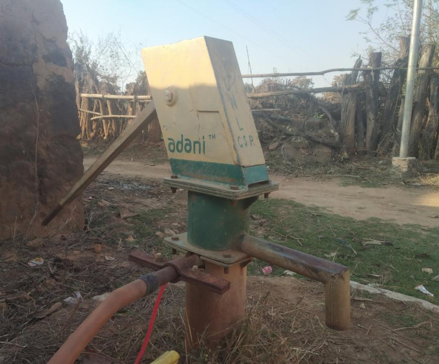 Adani-branded water pump at a local home. Photo Abir Dasgupta