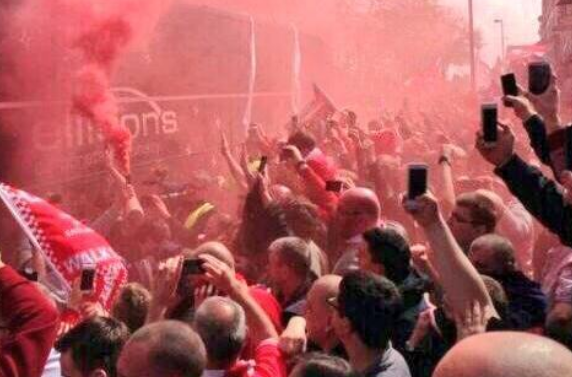 Liverpool fans outside Anfield