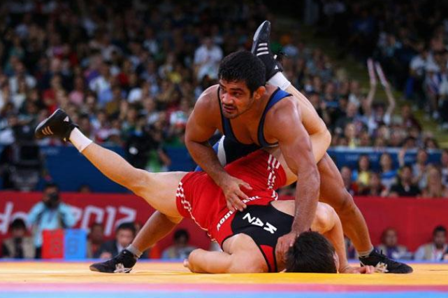 Sushil Kumar in action at the 2012 London Olympics