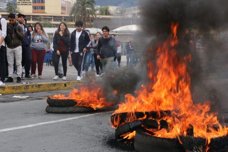 Road blockade in Quito.