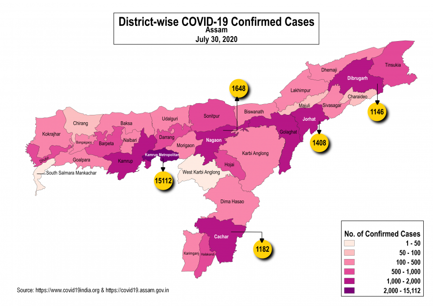 Confirmed Cases in Assam Map