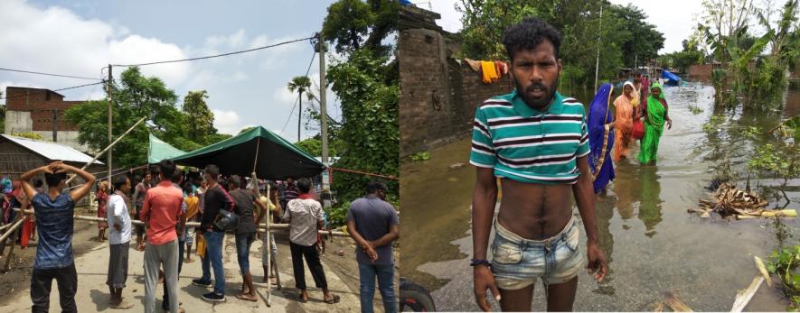 Flood victims protest in East Champaran.