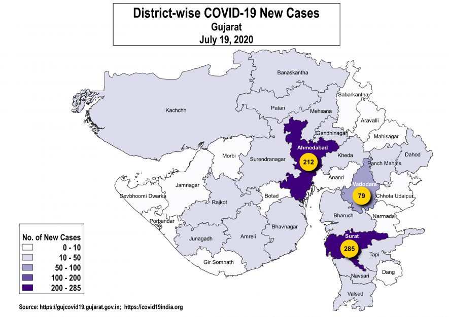 Gujarat New Cases Map