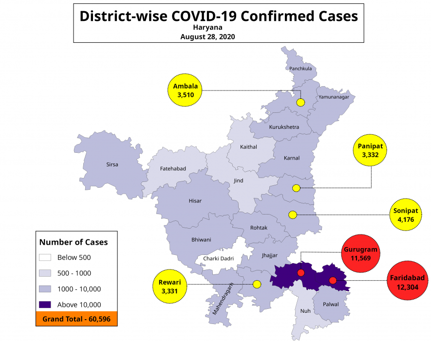 Confirmed Cases Haryana Map