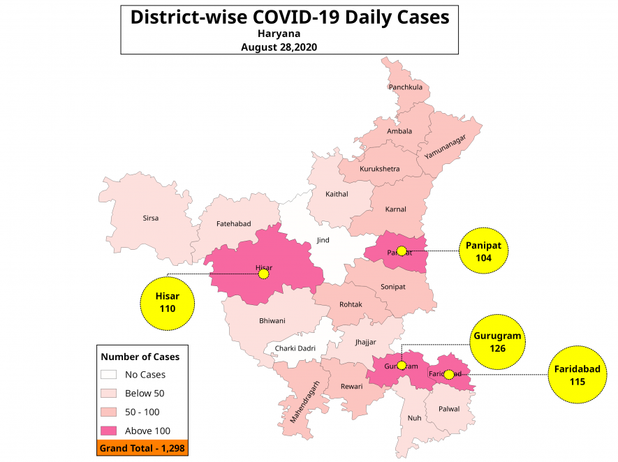 Daily New Cases Map Haryana