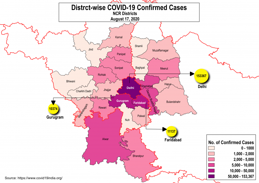 Delhi NCR Map Confirmed Cases