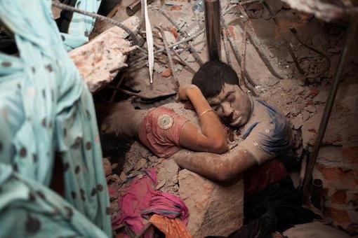 In the rubble of Rana Plaza. Photo by Taslima Akhter.